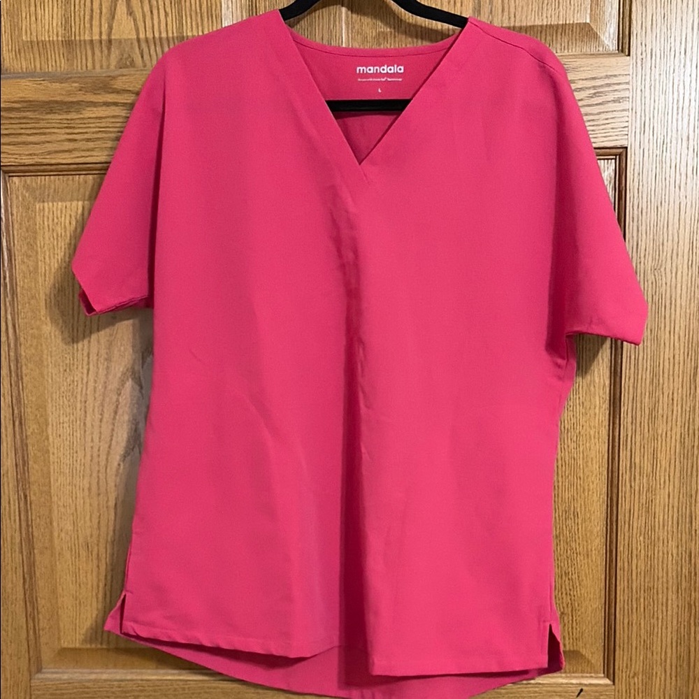 Mandala Women's V-Neck Top in Bright Pink